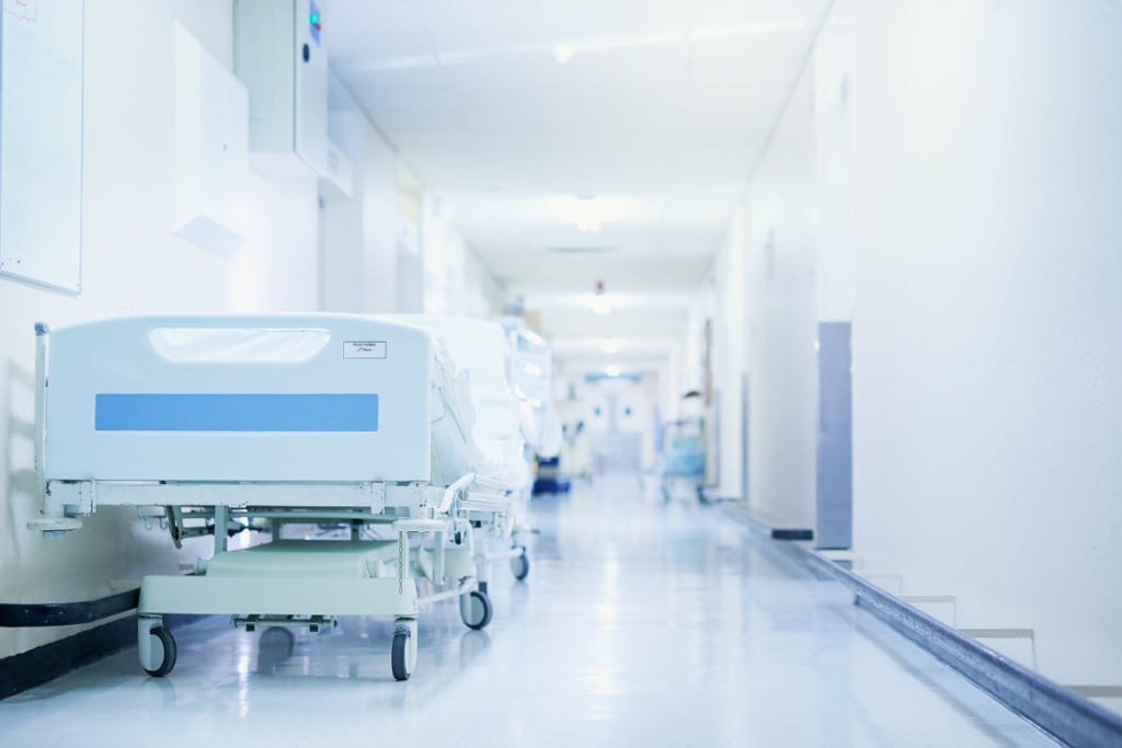 An empty hospital corridor